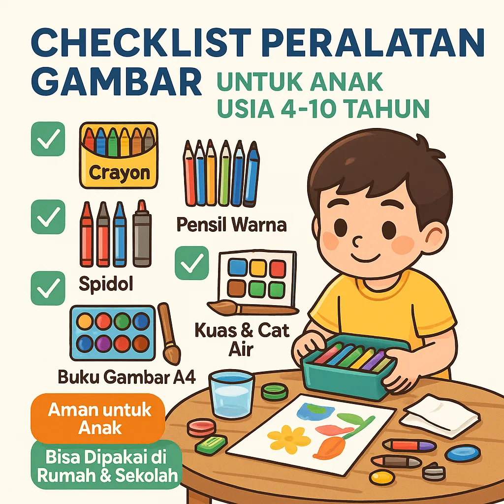 Checklist Peralatan Gambar untuk Anak Usia 4–10 Tahun