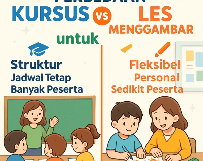 Perbedaan Kursus vs Les Menggambar untuk Anak