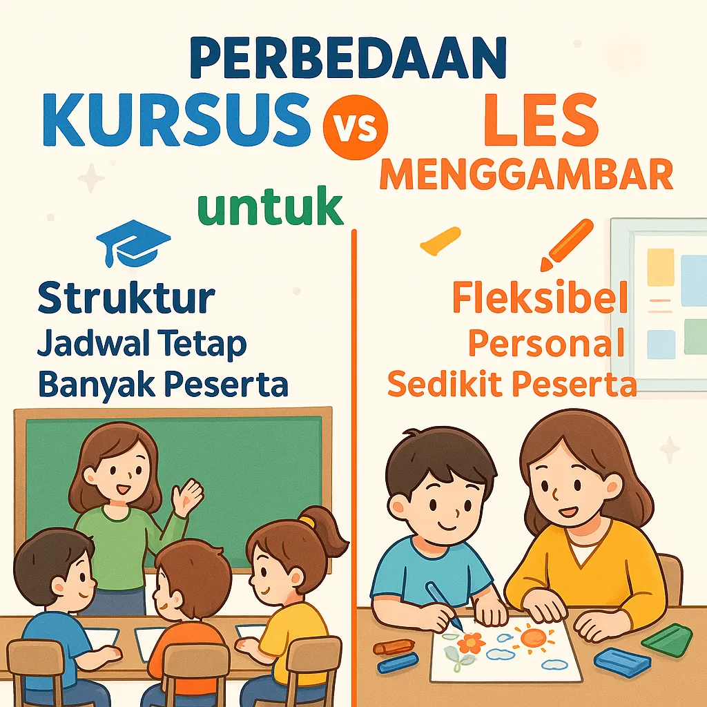 Perbedaan Kursus vs Les Menggambar untuk Anak